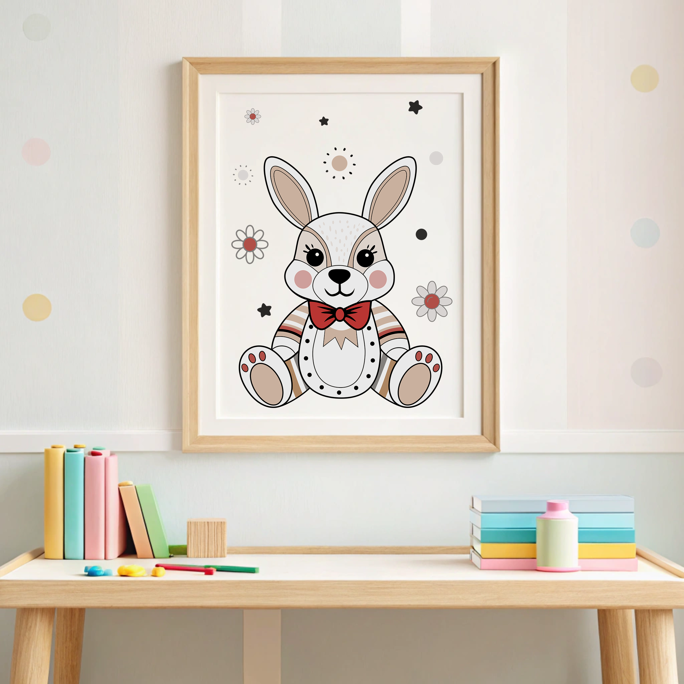 adorable, animal, art, baby, background, beautiful, bunny, card, cartoon, character, child, cute, decoration, design, doodle, drawing, fun, funny, girl, graphic, happy, illustration, isolated, kid, little, nature, print, rabbit, sketch, sweet, animals, pet, vector, easter, poster, kids, nursery, soft colors, stars, flowers, pastel, bow tie, toy, plush
