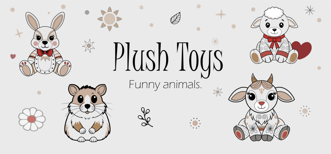 Plush Toys. Collection of drawings of funny animals. Plush Toys. Collection of drawings of funny animals.